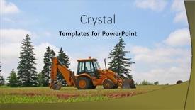  Presentation with country - PPT theme having backhoe-sitting-in-a-country background and a light blue colored foreground