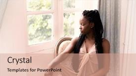  Presentation with beautiful sheet of cannabis marijuana - Amazing presentation design having backlight - beautiful woman in sheer nightgown backdrop and a coral colored foreground