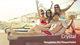  Presentation with time - Colorful theme enhanced with backlight - happy friends enjoying time together backdrop and a violet colored foreground