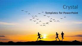  Presentation with field - Colorful slides enhanced with backlight-of-some-people-running backdrop and a light blue colored foreground