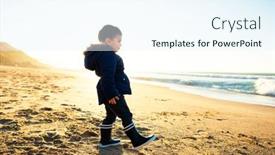  Presentation with winter blue - PPT layouts consisting of backlit-cute-little-boy-walking background and a sky blue colored foreground