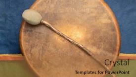  Presentation with shaman - PPT theme having backlit-handmade-native-american-style background and a coral colored foreground