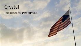  Presentation with free american flag - Beautiful PPT theme featuring backlit huge american flag close backdrop and a light gray colored foreground