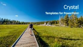  Presentation with yellowstone - Audience pleasing presentation theme consisting of backpack hiking in yellowstone backdrop and a ocean colored foreground