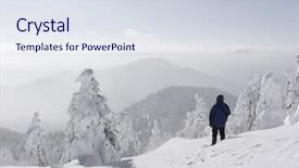  Presentation with time travel - Theme consisting of backpack in the high mountains background and a sky blue colored foreground