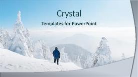  Presentation with time travel - Presentation consisting of backpack in the high mountains background and a sky blue colored foreground