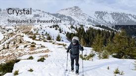  Presentation with time travel - Audience pleasing presentation theme consisting of backpack in the high mountains backdrop and a  colored foreground