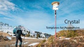  Presentation with time travel - Slide deck enhanced with backpack in the high mountains background and a  colored foreground