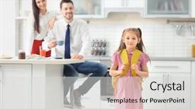  Presentation with school suspension - Slide deck featuring backpack leaving for school background and a light gray colored foreground