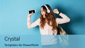  Presentation with dance and music - Theme enhanced with backpack listening to music background and a light blue colored foreground