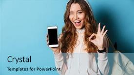  Presentation with music headphones - Beautiful theme featuring backpack listening to music backdrop and a light blue colored foreground