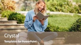  Presentation with step - Slides with backpack sitting on step background and a coral colored foreground