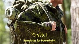  Presentation with war - Presentation theme with backpack walking in forest background and a tawny brown colored foreground