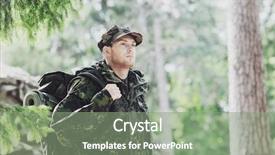  Presentation with war - Theme enhanced with backpack walking in forest background and a seafoam green colored foreground