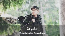  Presentation with war - Cool new presentation theme with backpack walking in forest backdrop and a dark gray colored foreground