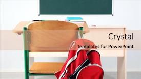  Presentation with juvenile delinquency - Theme having backpack with gun in classroom background and a coral colored foreground