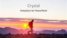 Presentation with mountains - Colorful PPT layouts enhanced with backpacker-in-hike backdrop and a sky blue colored foreground