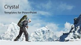  Presentation with himalaya - PPT layouts with backpacker in himalaya mountain background and a light blue colored foreground