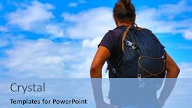  Presentation with traveler - Presentation theme consisting of backpacker-man-traveler-adventurer background and a light blue colored foreground