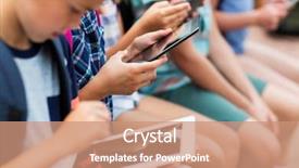  Presentation with elementary school technology - Theme enhanced with backpacks and tablet pc computer background and a coral colored foreground