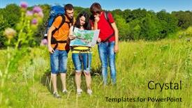  Presentation with backpacks - Theme enhanced with backpacks looking at the tour background and a gold colored foreground
