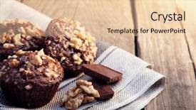  Presentation with muffins - Colorful theme enhanced with backrounds cooking - homemade delicious chocolate muffins backdrop and a lemonade colored foreground