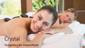  Presentation with calm - Colorful presentation theme enhanced with backs in the health spa backdrop and a coral colored foreground