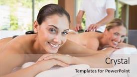  Presentation with day spa - PPT theme consisting of backs in the health spa background and a coral colored foreground