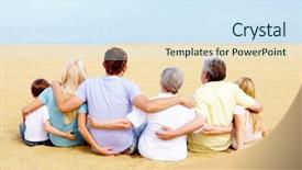  Presentation with members - Presentation theme with backs of serene family members background and a sky blue colored foreground