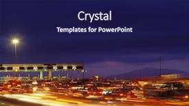  Presentation with traffic road - Colorful slide deck enhanced with backs of traffic at toll backdrop and a navy blue colored foreground