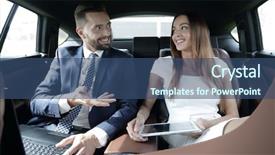  Presentation with automobile - Amazing presentation design having backseat of a taxi backdrop and a ocean colored foreground