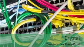  Presentation with server - PPT theme consisting of backside-of-server-rack background and a ocean colored foreground