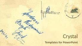  Presentation with postcard - Amazing slide set having backside of vintage postcard with handwritten message -no visible address backdrop and a cream colored foreground