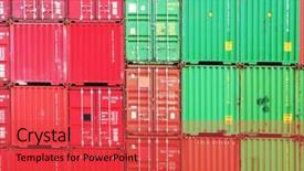  Presentation with container - PPT theme with backsides of cargo container background and a red colored foreground