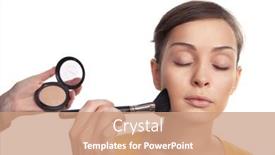  Presentation with glamour - Colorful PPT layouts enhanced with backstage scene professional make-up artist doing glamour model makeup at work backdrop and a coral colored foreground