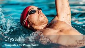  Presentation with swim - PPT layouts featuring backstroke-swimming-man-swimming-back background and a ocean colored foreground