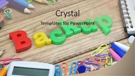  Presentation with backup - Theme enhanced with backup word and office tools on wooden table background and a coral colored foreground