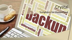  Presentation with backup - Beautiful slides featuring backup word cloud on a laptop screen with a cup of coffee and cookie backdrop and a lemonade colored foreground