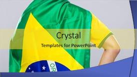  Presentation with brazil - Slide set with backview of sportman wear with brazil flag background and a yellow colored foreground