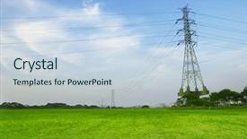  Presentation with towers - Cool new presentation theme with backwoods - electric towers in countryside backdrop and a sky blue colored foreground