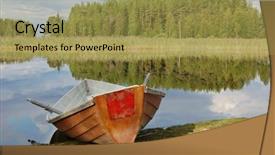  Presentation with rowing - Audience pleasing presentation theme consisting of backwoods - rowing boat on shores backdrop and a  colored foreground