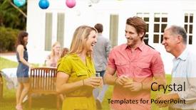  Presentation with generation - Amazing presentation design having backyard - multi generation family enjoying meal backdrop and a gold colored foreground