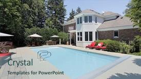  Presentation with red blood cells back ground - PPT layouts with backyard - swimming pool in back background and a light blue colored foreground