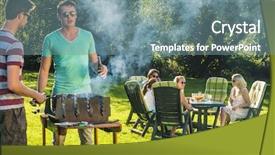  Presentation with garden - Cool new PPT theme with backyard bbq - couple of girlfriends relaxing backdrop and a seafoam green colored foreground