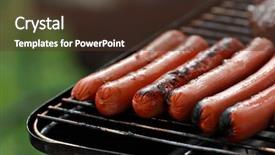  Presentation with grill - PPT theme having backyard bbq - hotdogs on grill background and a  colored foreground