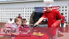  Presentation with 4th july - Cool new theme with backyard bbq - man cooking at a 4th backdrop and a red colored foreground