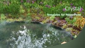  Presentation with garden pond - Slide set consisting of backyard-garden-pond-with-nice background and a  colored foreground