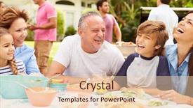  Presentation with generation family farm - Beautiful slide set featuring backyard party - multi generation family enjoying meal backdrop and a lemonade colored foreground