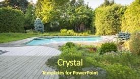  Presentation with outdoor patio - Colorful slide deck enhanced with backyard rock garden with outdoor backdrop and a tawny brown colored foreground