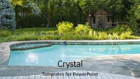  Presentation with outdoor patio - Theme consisting of backyard with outdoor inground residential background and a light blue colored foreground